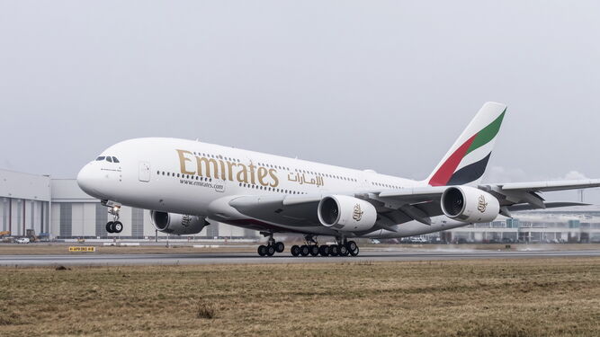 Un A380 gestionado por la aerolínea Emirates.