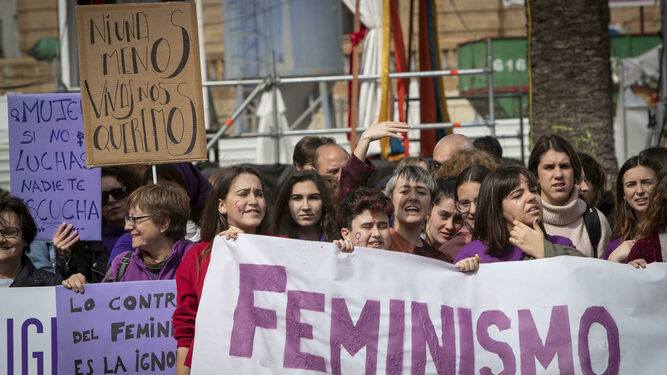 Concentración feminista en la Plaza del Rey, en una imagen de archivo.