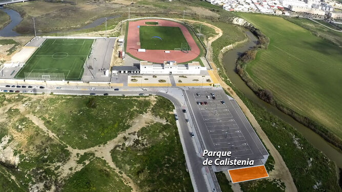 Vista aérea del proyecto deportivo.