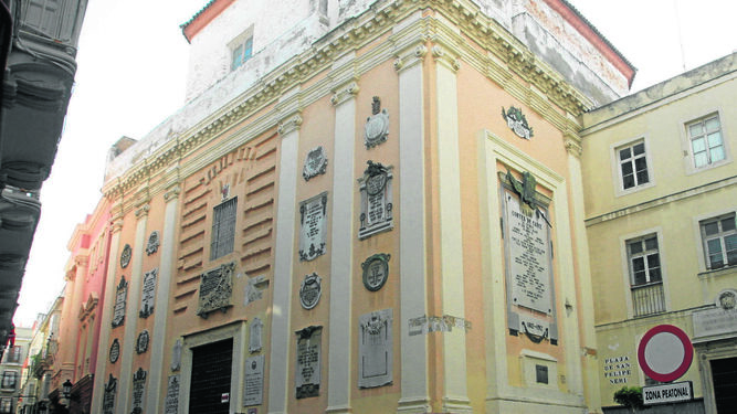 Fachada del Oratorio de San felipe, sede de las Cortes de Cádiz de hace más de 200 años.