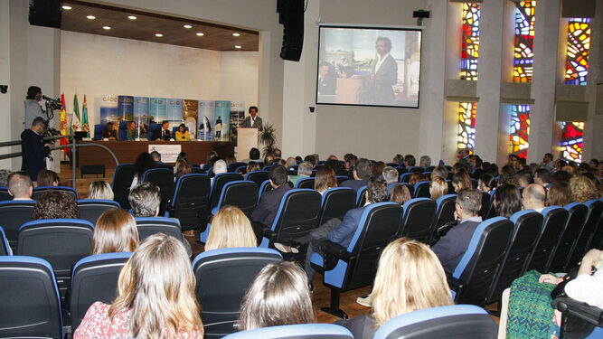El auditorio del Madrugador, durante la presentación del plan de excelencia.