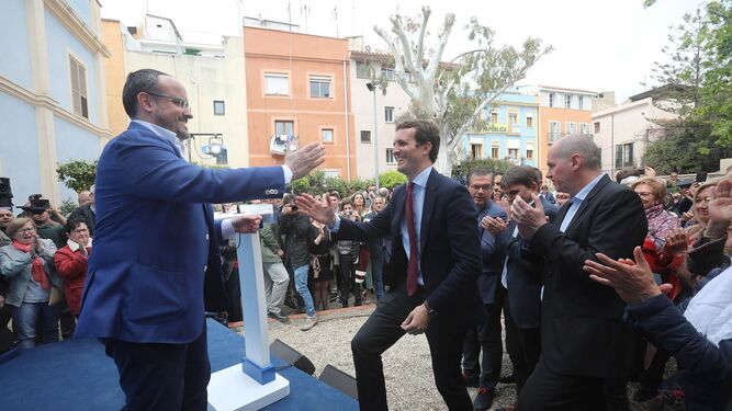 El presidente del PP y candidato a la presidencia del Gobierno, Pablo Casado, este miércoles en un acto en Tarragona.