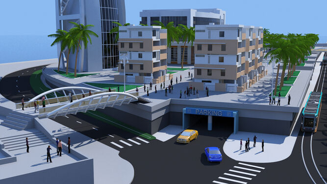 Pasarela para conectar San Carlos y el nuevo espacio, y acceso al subterr&aacute;neo (de 1.500 plazas)