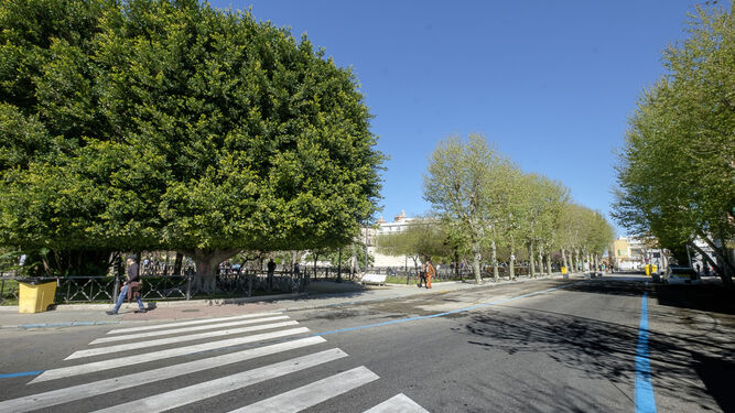 Imagen de la plaza de España en una jornada de peatonalización.