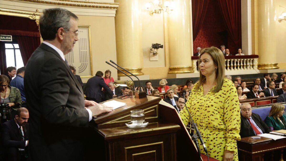 Teresa Ruiz-Sillero en el momento de jurar su cargo como senadora.