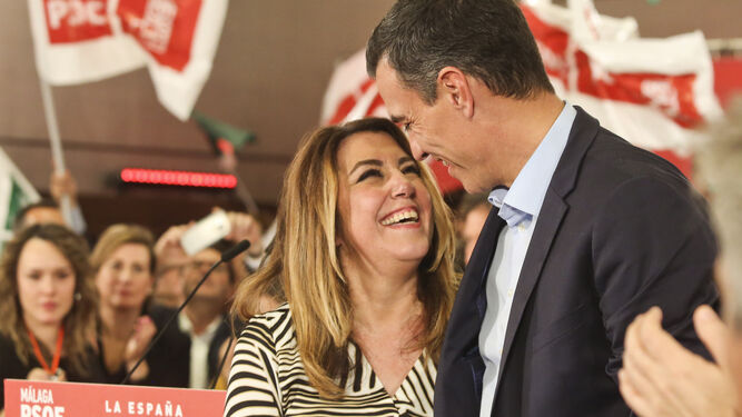 Susana Díaz y Pedro Sánchez durante un acto del PSOE.