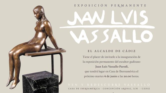 Invitación para la inauguración de la exposición permanente Juan Luis Vassallo.