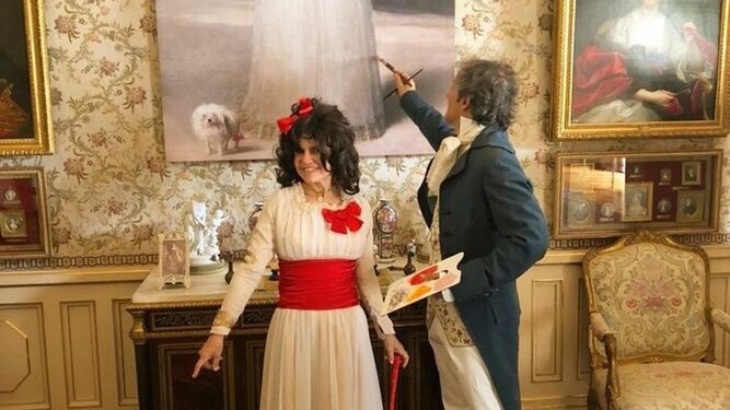Eugenia y su marido, imitando a la duquesa de Alba y a Goya.