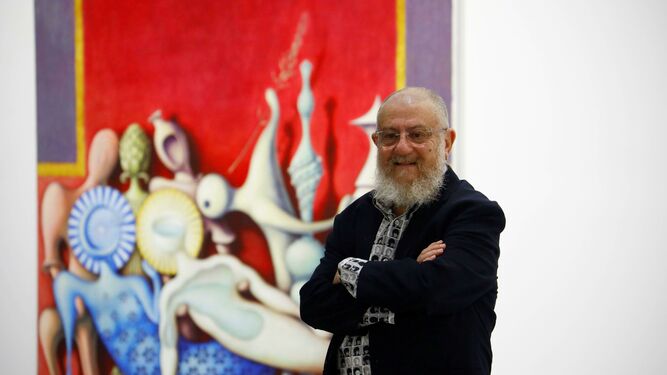 Guillermo Pérez Villalta, ante su obra ‘Vida (Descendimiento)’ (2004), que forma parte de la exposición.