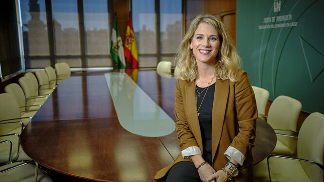 Ana Mestre, fotografiada en la sala de reuniones de la Delegación del Gobierno andaluz en Cádiz.