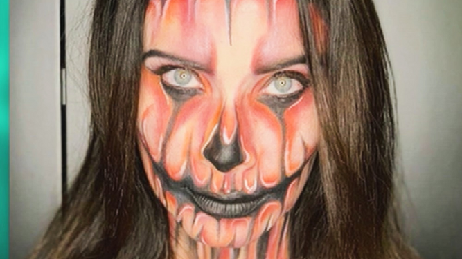 Pilar Rubio, caracterizada con un maquillaje de Halloween.