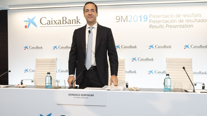 Gonzalo Gortázar, consejero delegado de Caixabank, durante la presentación de los resultados hasta septiembre de 2019.