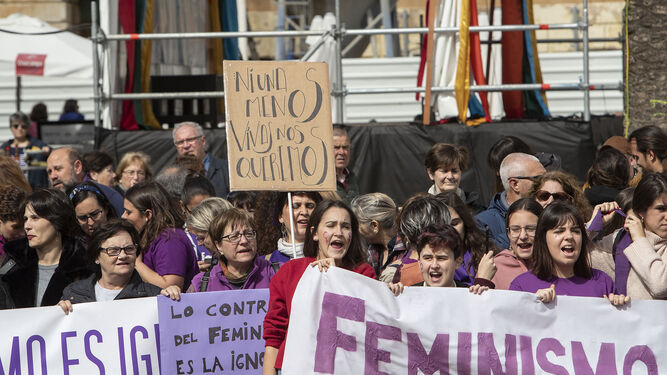 Manifestación feminista de este año, en la que también se reclamaba contra los asesinatos machistas.