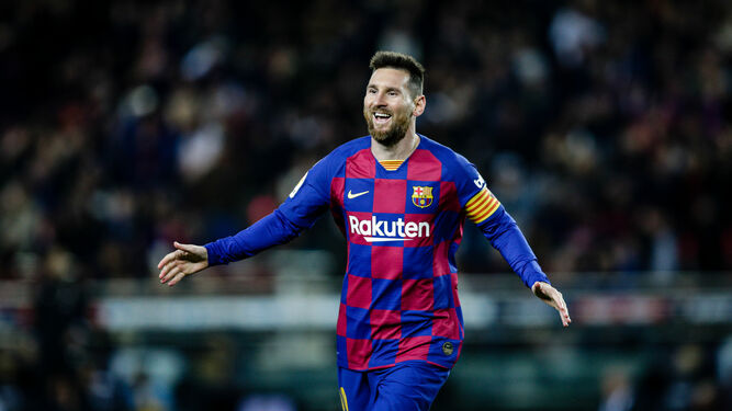 Messi celebra uno de sus tantos ante el Celta.