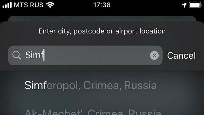 Así muestra Apple a Crimea en sus aplicaciones en Rusia.