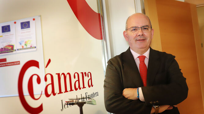 Javier Sánchez Rojas, presidente de la CEC y del Consejo Andaluz de Cámaras, en la sede de la Cámara de Comercio de Jerez.