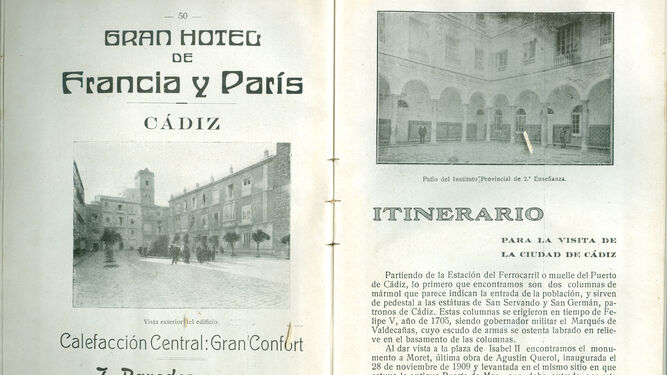 Publicidad e itinerario en la guía de 1918