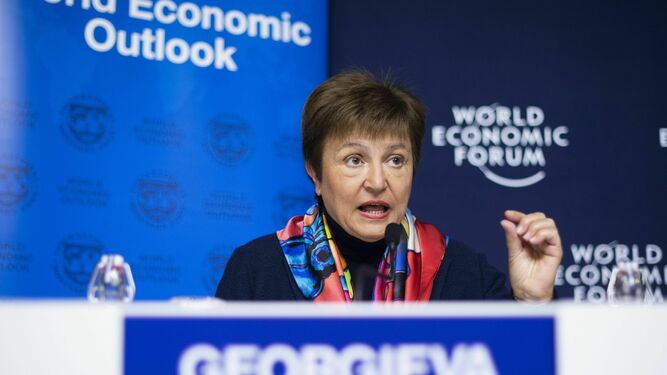 La directora del FMI, Kristalina Georgieva, hoy en Davos.