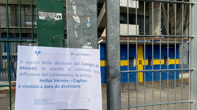 El Estadio Marcantonio Bentegodi se cerró el domingo por el aplazamiento del choque Verona-Cagliari.