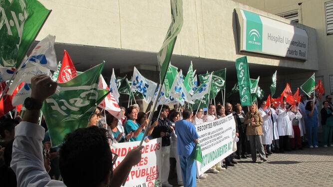 Protesta sindical en en Hospital de Puerto Real, en una imagen de archivo