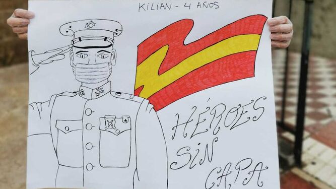 El dibujo entregado a los infantes de marina.