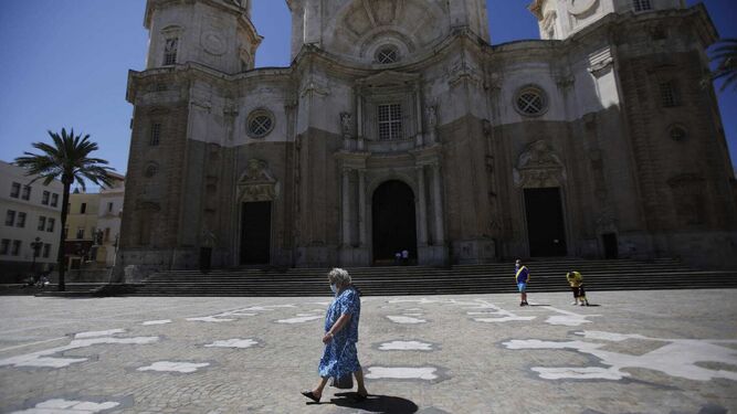 La plaza de la Catedral en Cádiz en una imagen de esta semana.