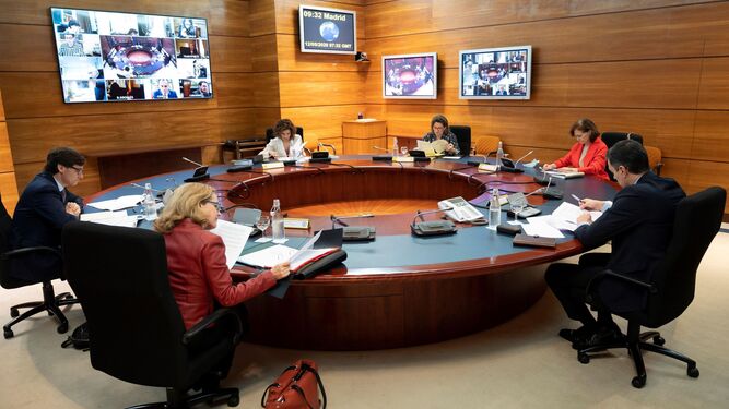 Imagen de un Consejo de Ministros  celebrado en el Palacio de la Moncloa el pasado 12 de mayo