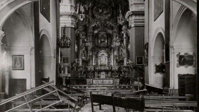 La iglesia del Carmen, tras el incendio provocado de 1936