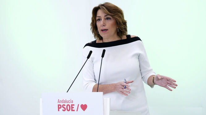 Susana Díaz, en la sede regional del PSOE.