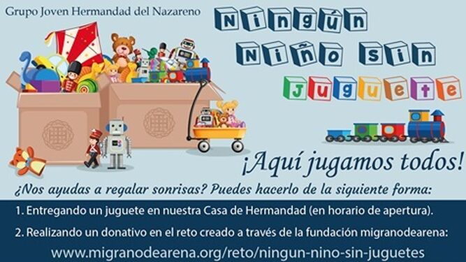 Cartel de la campaña del grupo joven del Nazareno para recoger juguetes.