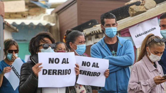 Protestas contra los desalojos en La Casería, la semana pasada.