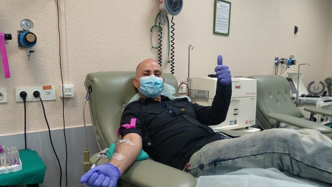 Donante de sangre en Huelva.
