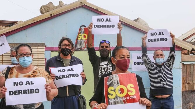 Protestas contra los desalojos en La Casería, la semana pasada.