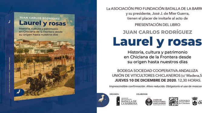 Invitación elaborada con motivo del acto de presentación del libro 'Laurel y rosas'.
