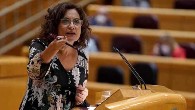 La ministra andaluza María Jesús Montero, este lunes en el Senado.