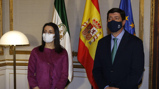 Inés Arrimadas y Juan Marín, el pasado miércoles en San Telmo