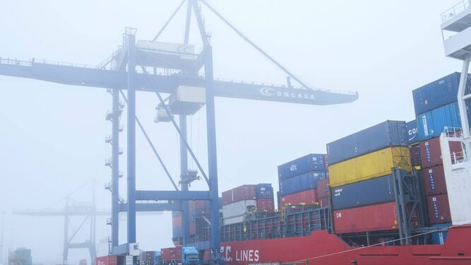 La intensa niebla obligó ayer a cerrar el puerto gaditano.