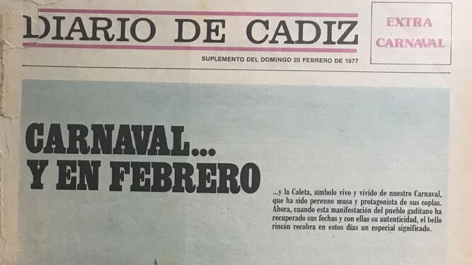 Una de las portadas del Diario del Carnaval de 1977.