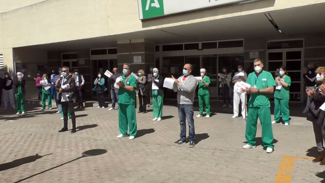 Protesta de celadores en el Hospital Universitario de Puerto  Real