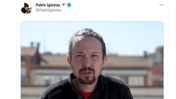 Una imagen del vídeo publicado por Pablo Iglesias.