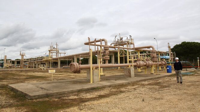 Planta de extraccion de gas "Poseidon", en Mazagón (Huelva), propiedad de Repsol.