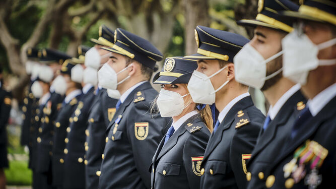 Agentes de la Policía Nacional jurando sus cargos el pasado mes de febrero en Cádiz.