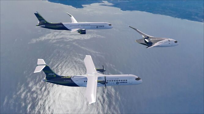 Prototipos de aviones propulsados por hidrógeno que ha presentado Airbus