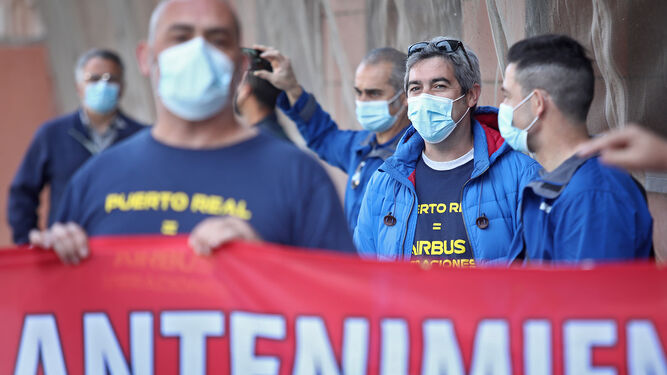 Una de las protestas de los trabajadores de Airbus Puerto Real