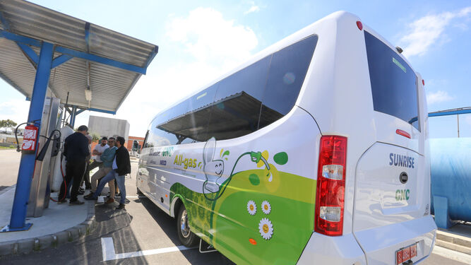 Otro de los microbuses impulsado por bio combustible con los que cuenta la ciudad.