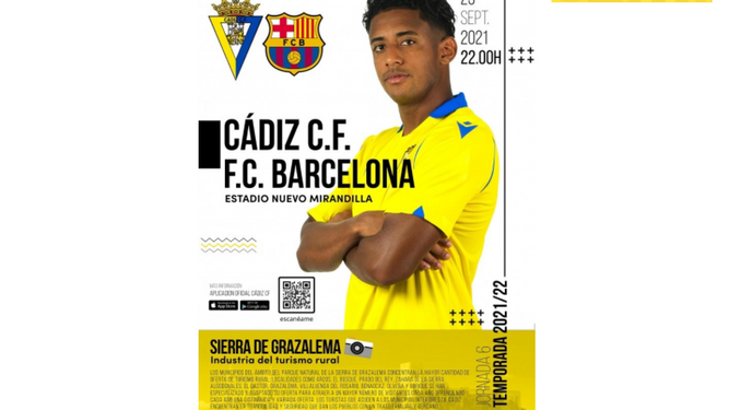 Cartel anunciador del Cádiz-Barcelona.