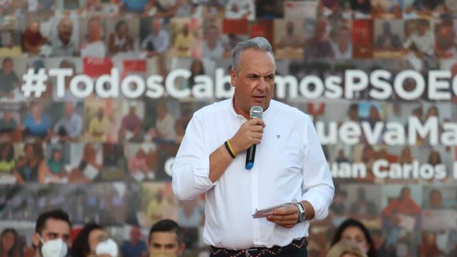 Juan Carlos Ruiz Boix, en un acto con militantes en Jerez.