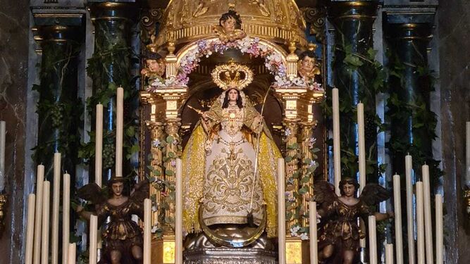 La Virgen de La Palma presidirá este año los cultos en su cúpula.
