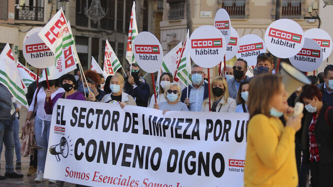 Manifestación de las limpiadoras en la provincia de Málaga hace unos días.