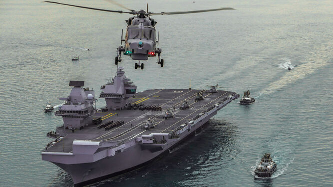El 'Queen Elizabeth', en una imagen de la Royal Navy, llegará el jueves a Rota.